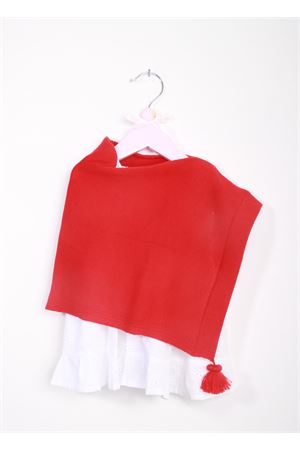 Red handmade merino wool baby girl mantel Capridea | PONCHOBGE53